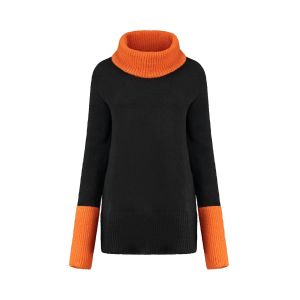 Only M - Turtleneck Flannel Black-Orange