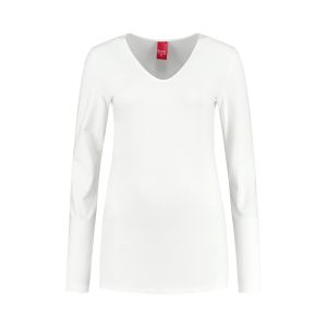 Only M - Basic V-neck top offwhite