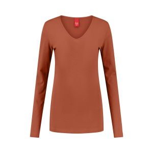Only M - Basic V-neck top orange