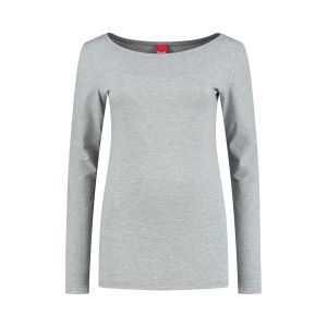 Only M - Basic boatneck top grey melange