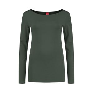 Only M - Basic boatneck top khaki